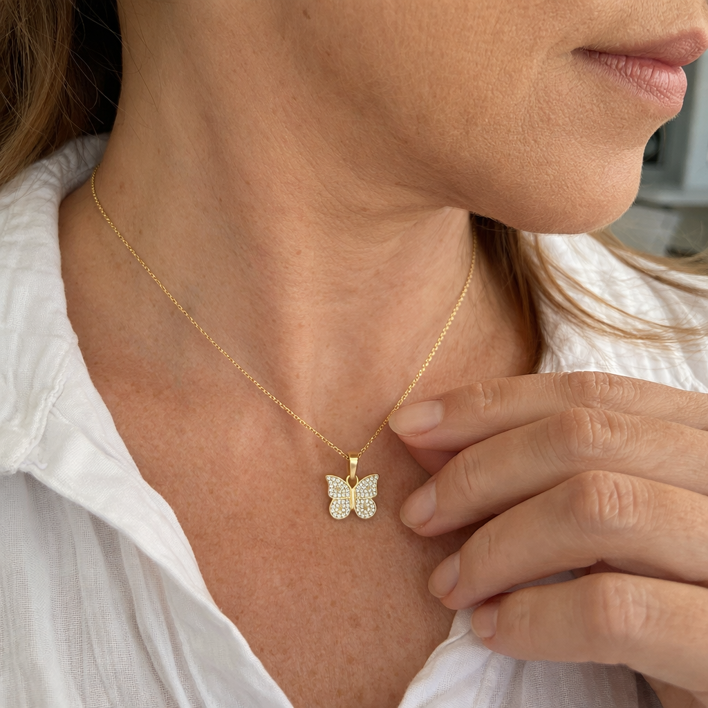 Sparkling Butterfly Necklace | GOLD