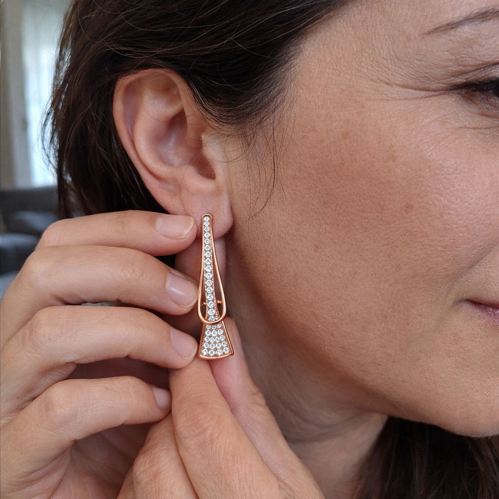 Sparkling Layered Crystal Earrings | GOLD