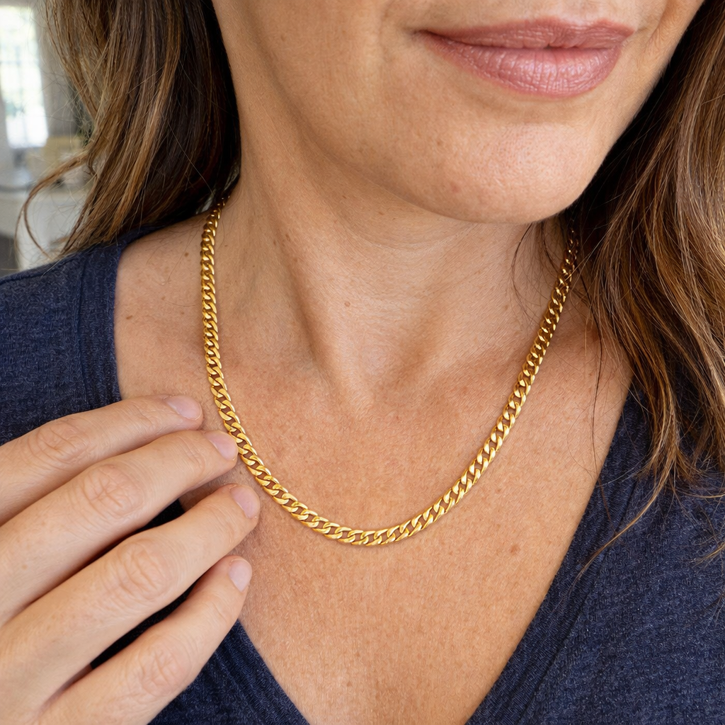 Flat Curb Chain Necklace | GOLD