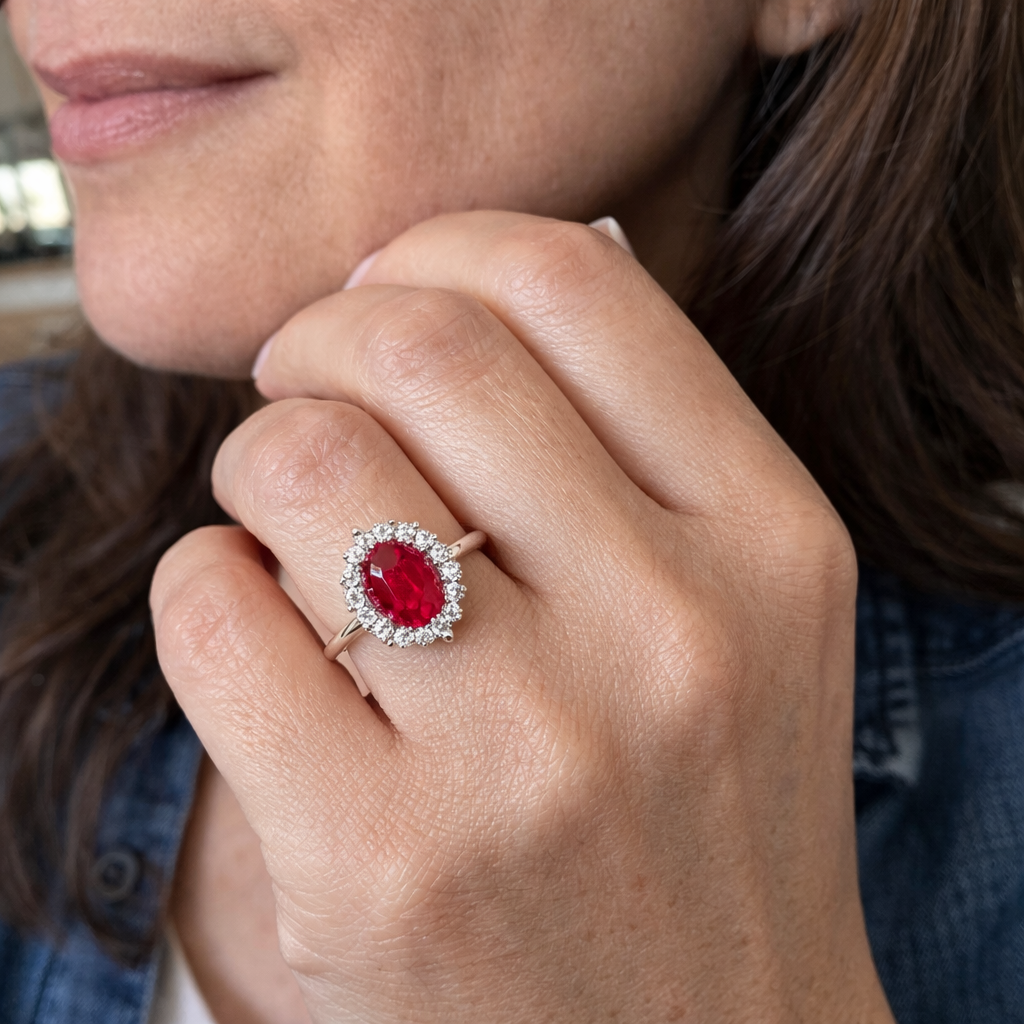 Classic Ruby Halo Ring | RUBY