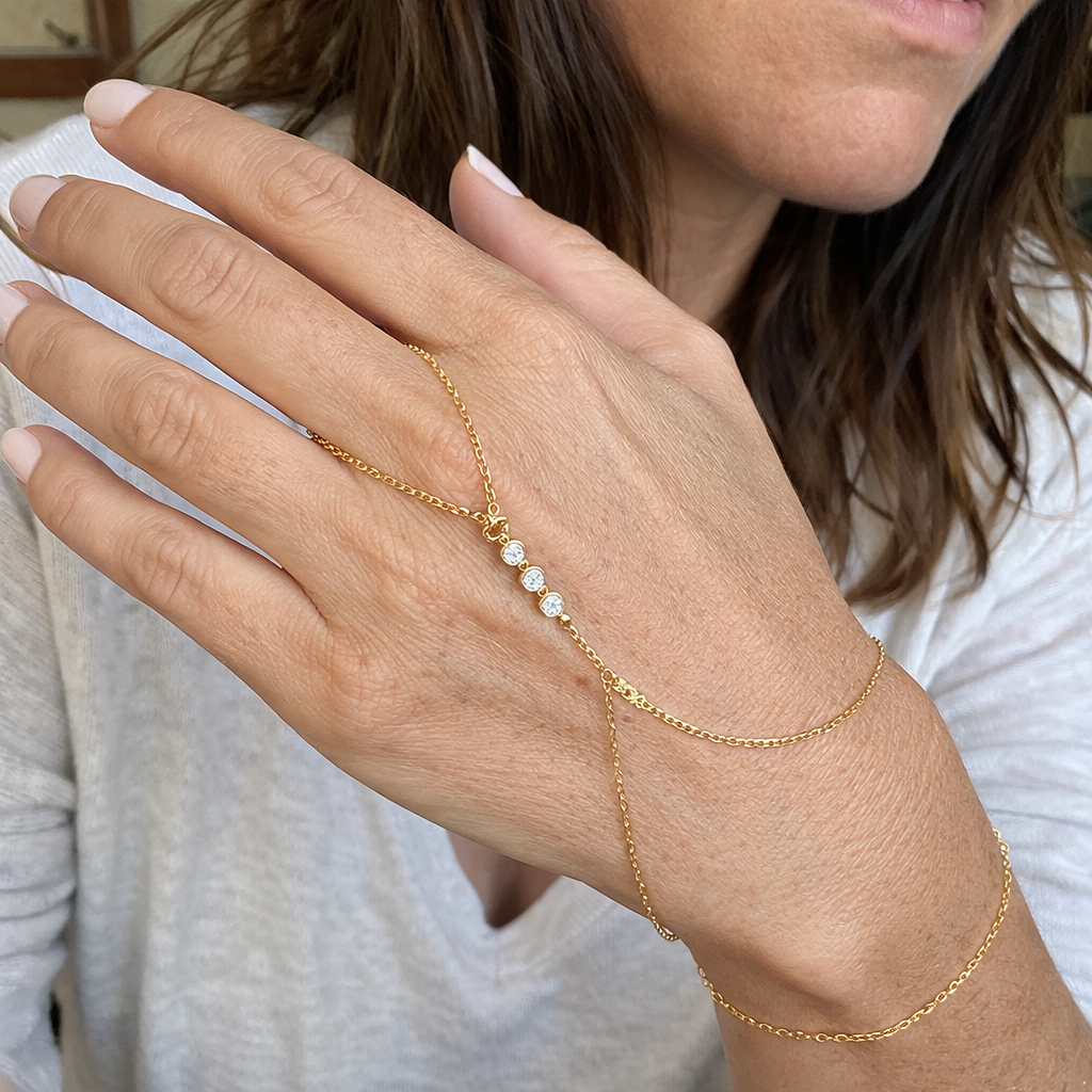 Beaded Hand Bracelet | GOLD