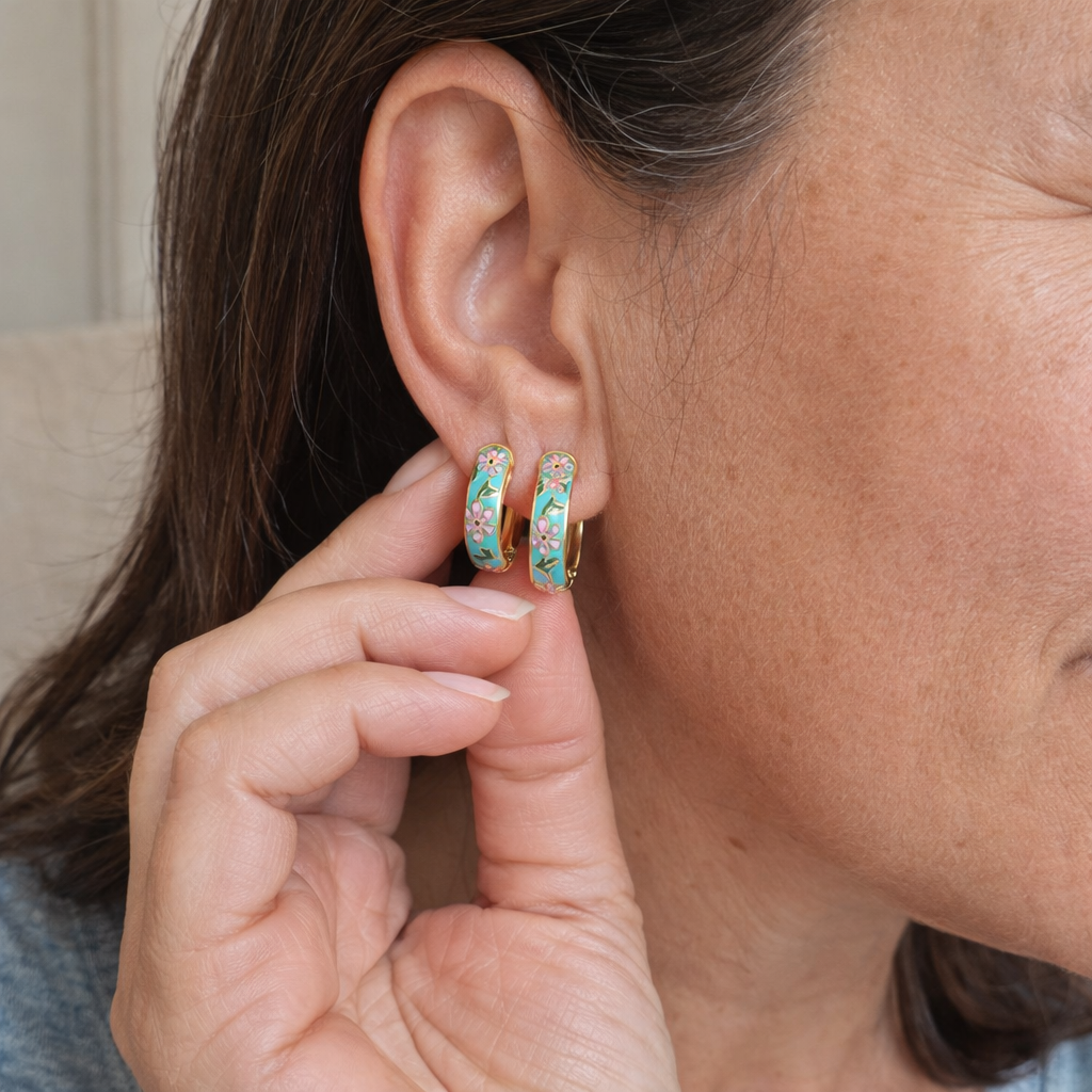 Colorful Floral Hoop Earrings | GEMSTONES
