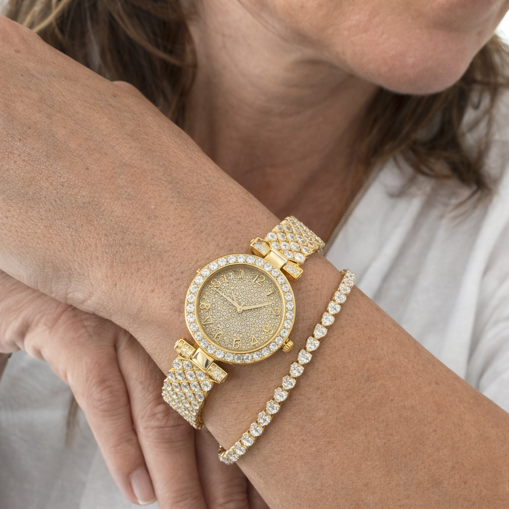Luxury Shine Watch and Bracelet Set | GOLD