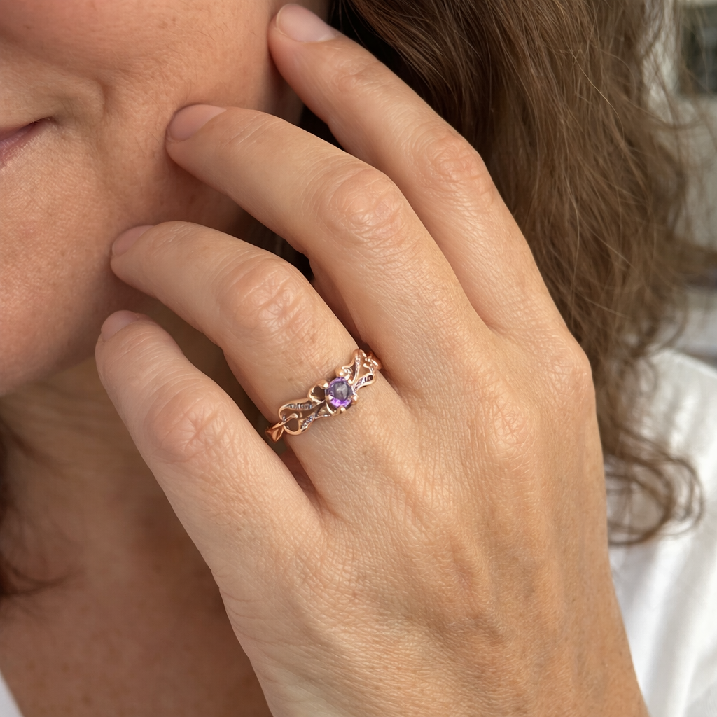 Purple Heart Gold and Silver Ring | GEMSTONES