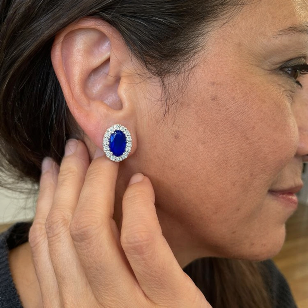 Oval White Sapphire Stud Earrings | SAPPHIRE