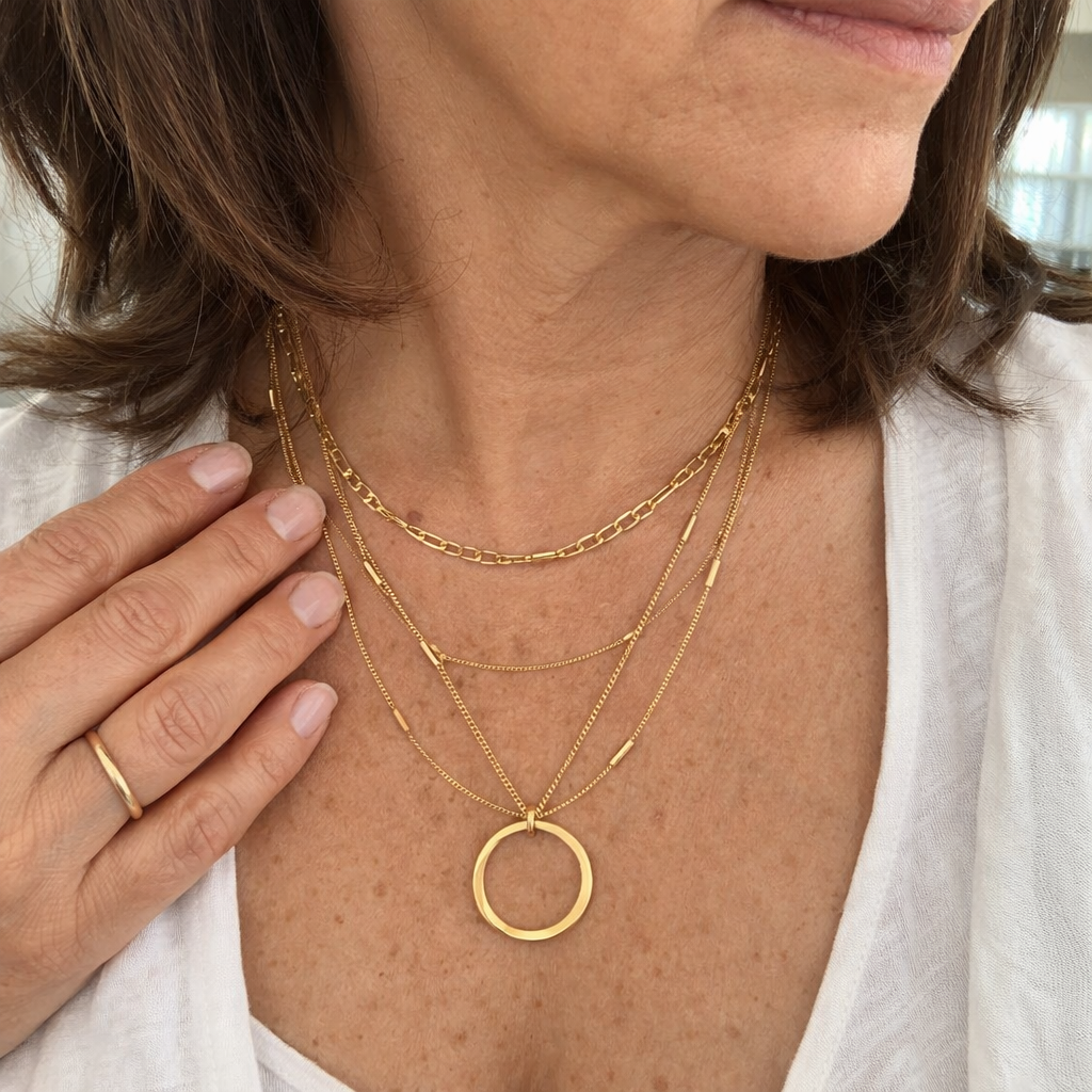 Triple Layer Open Circle Necklace | GOLD
