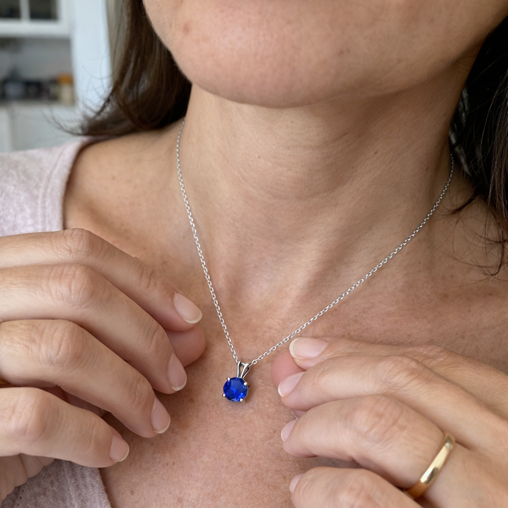 Round-Cut Sapphire Necklace | SAPPHIRE