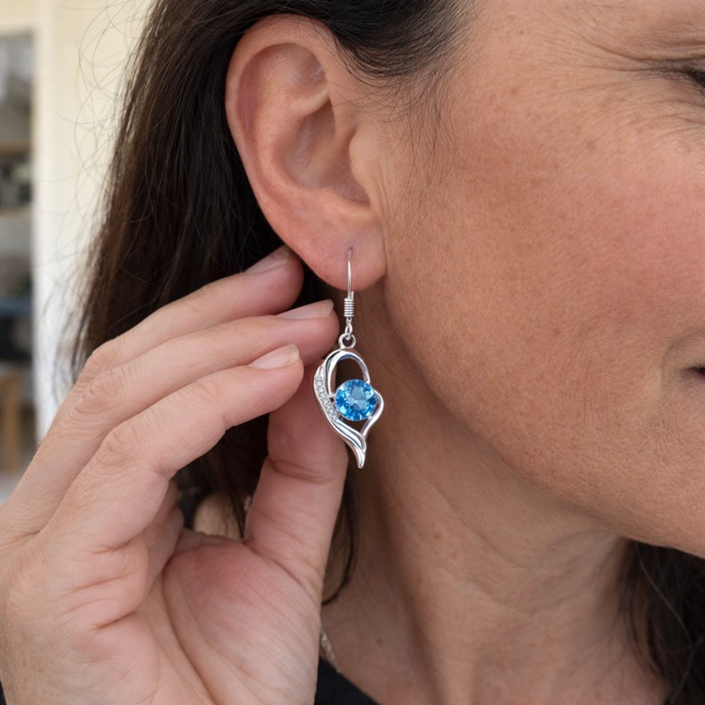 Eclipse Heart Drop Earrings | SAPPHIRE