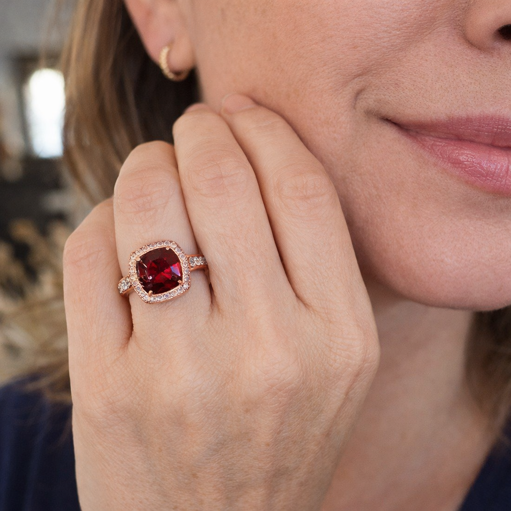 Sparkling Ruby Halo Ring | RUBY