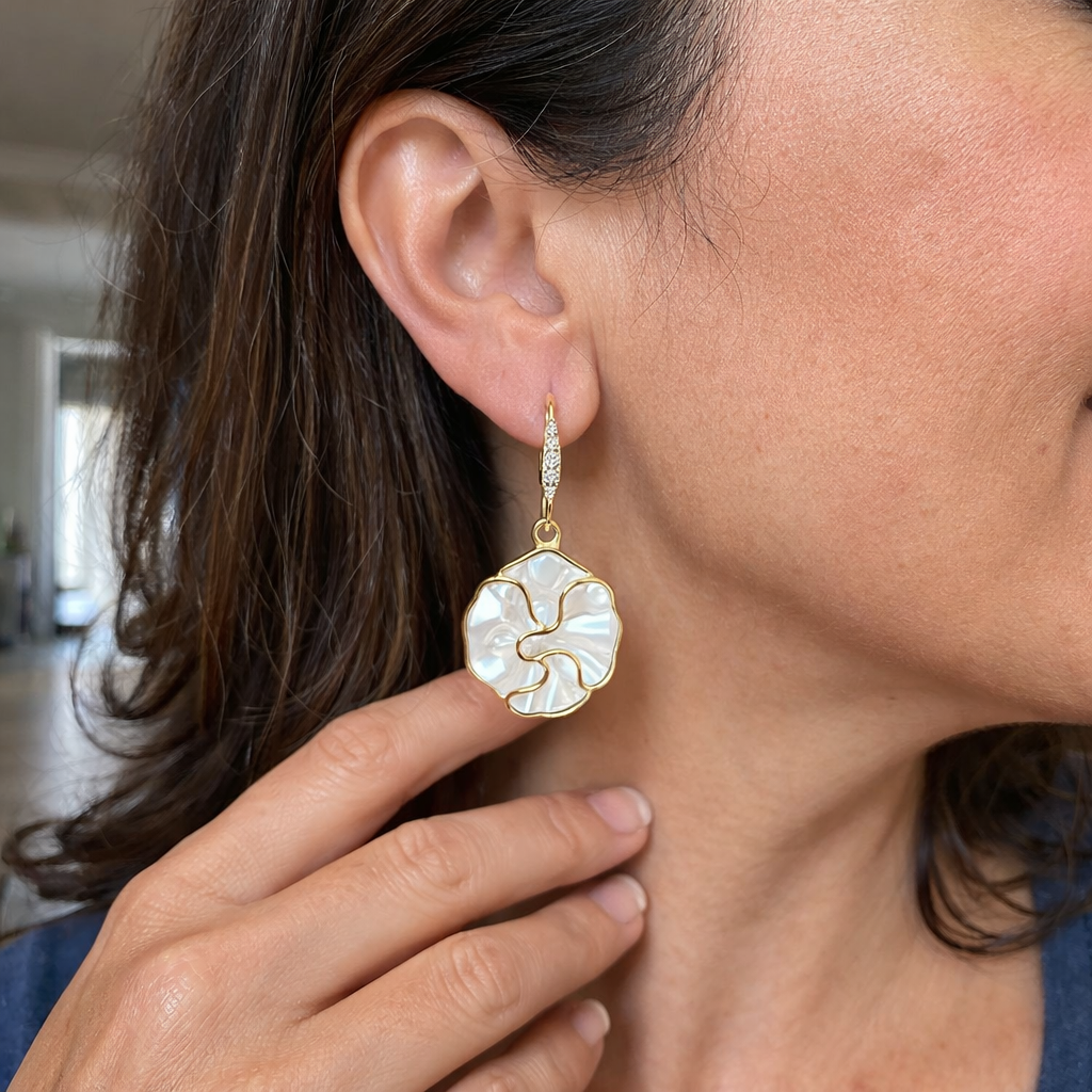 White Spiral Earrings | GEMSTONES