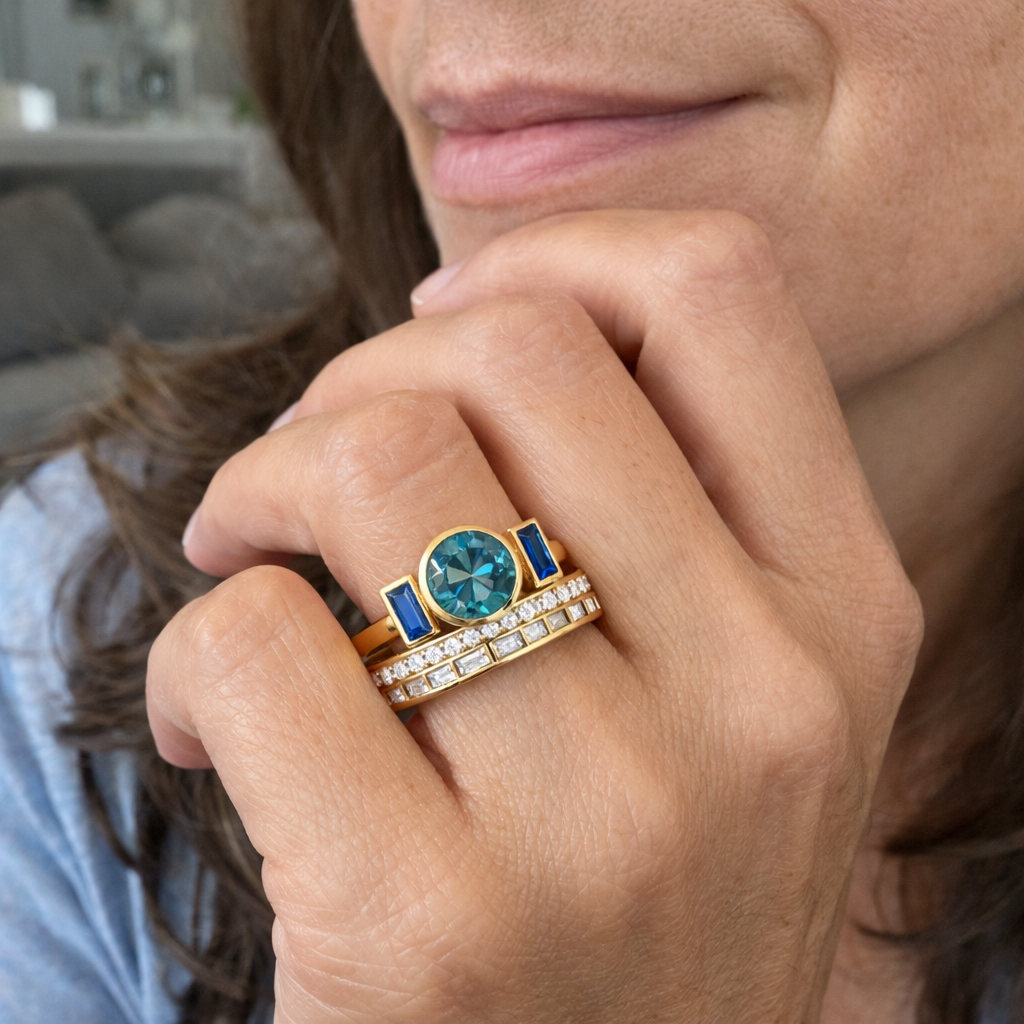 Elegant Vintage Blue Ring Set | GEMSTONES