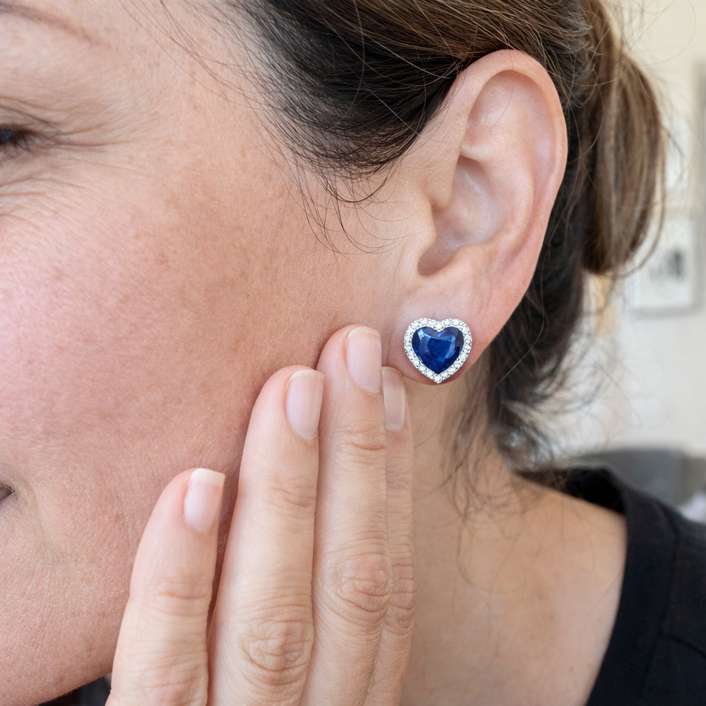 Sapphire Heart Stud Earrings | SAPPHIRE