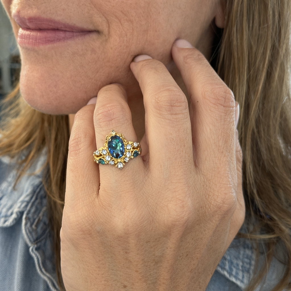 Azelia Sapphire Crown Ring Set | SAPPHIRE