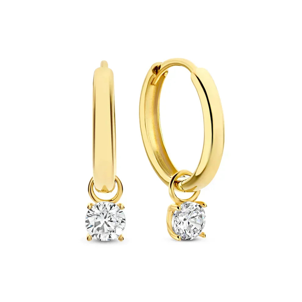 Moon Tears Stone Hoop Earrings | WHITE GOLD