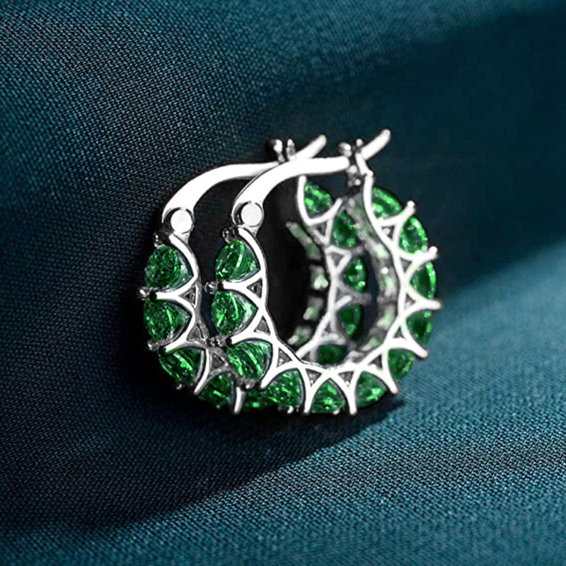 Elena Marlowe Hoop Earrings | EMERALD