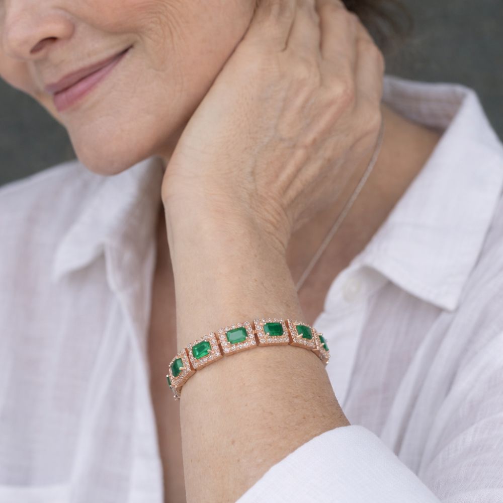 Green Emerald Gold Statement Bracelet | EMERALD