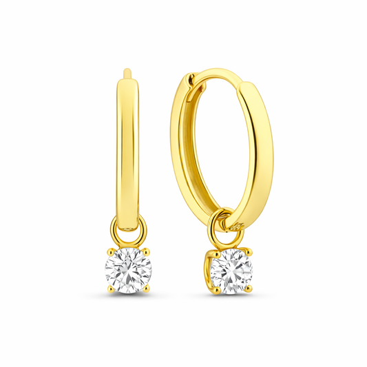 Moon Tears Stone Hoop Earrings | GOLD