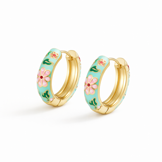 Colorful Floral Hoop Earrings | GOLD