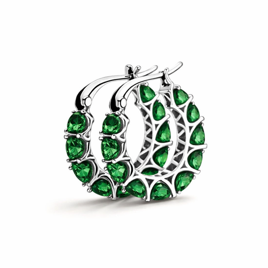 Elena Marlowe Hoop Earrings II | EMERALD
